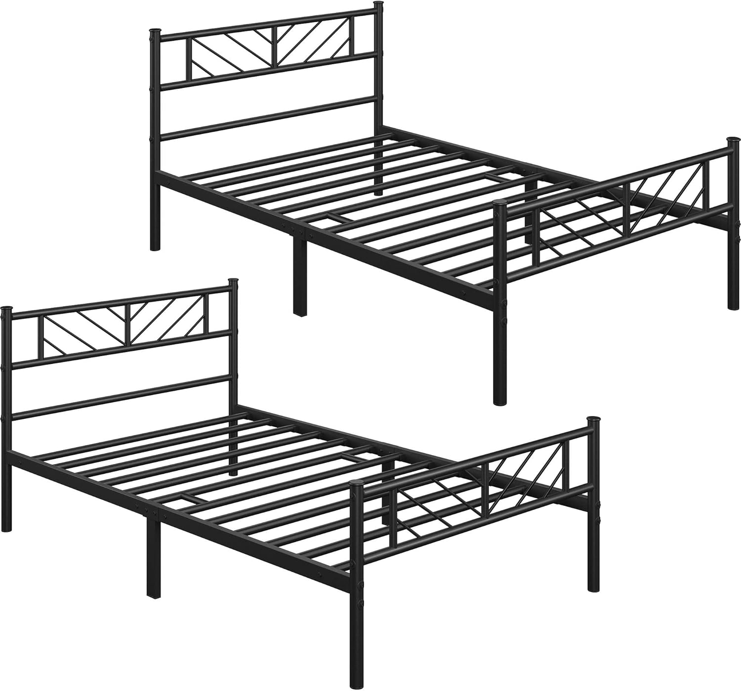 Yaheetech 2PCS 3ft Single Bed Frames Metal Minimalist Slatted Bed ...