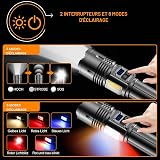 Relybo Lampe Torche Led Ultra Puissante, 1000000 Lumens Lampe De Poche Led Ultra Puissante, 9 Modes & Éclairage Latéral Cob, Lampe Torche Rechargeable Usb, Lampe Tactique Pour Camping Urgence - 2