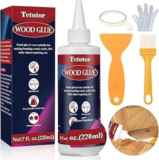 220ml Wood Glue for Furniture Heavy Duty, Wood Glue for Woodworking with Brush & Spatula, Strong Bond Waterproof Clear Wood Glue for Crafts Furniture Repair Woodworking