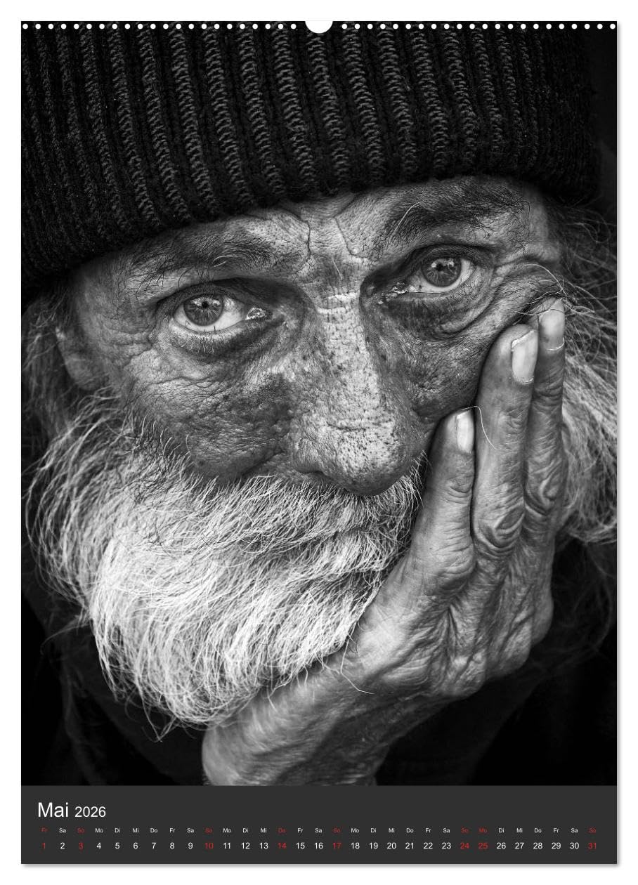 Obdachlos. Die Gesichter der Armut (hochwertiger Premium Wandkalender 2026 DIN A2 hoch), Kunstdruck in Hochglanz: Bilder vom glücklosen und einsamen Leben auf der Straße (CALVENDO Menschen)