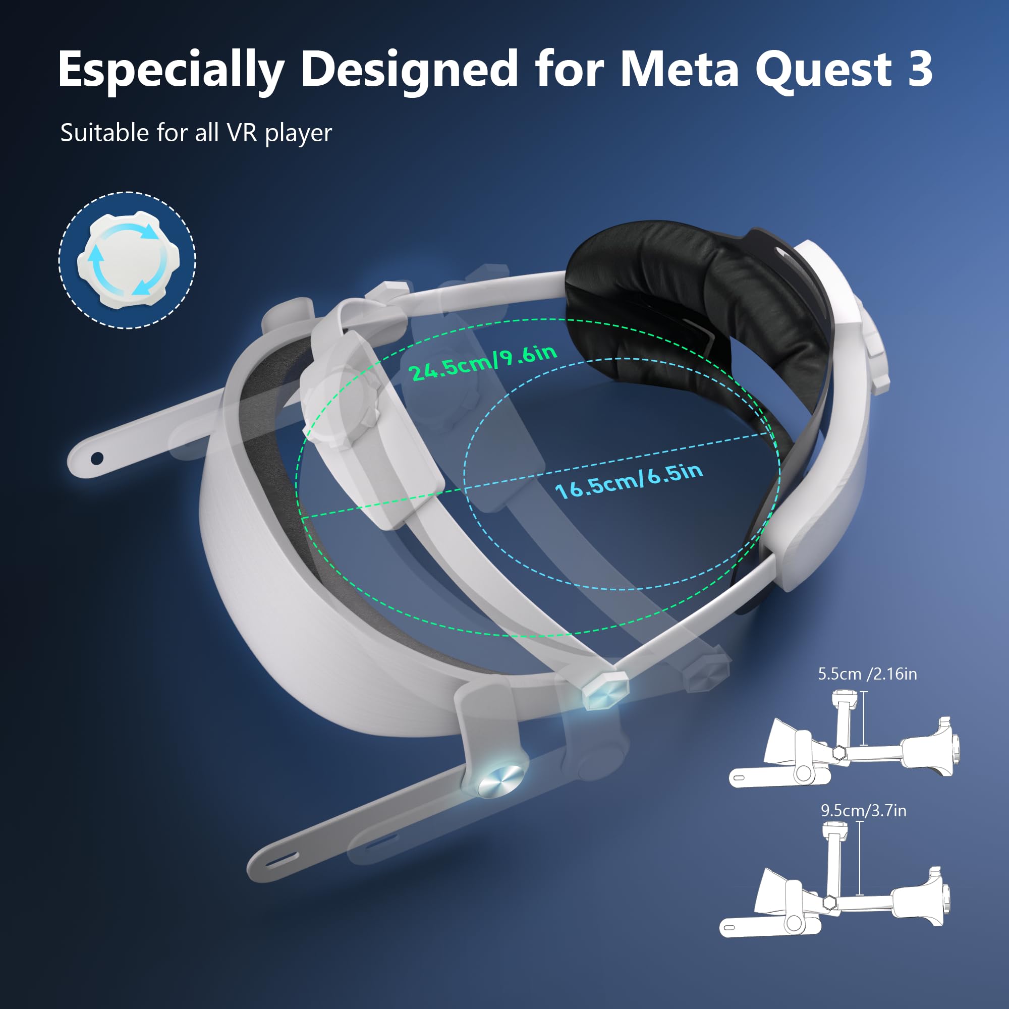 Mytrix Head Strap for Meta Quest 3, Double Knob Adjustable 