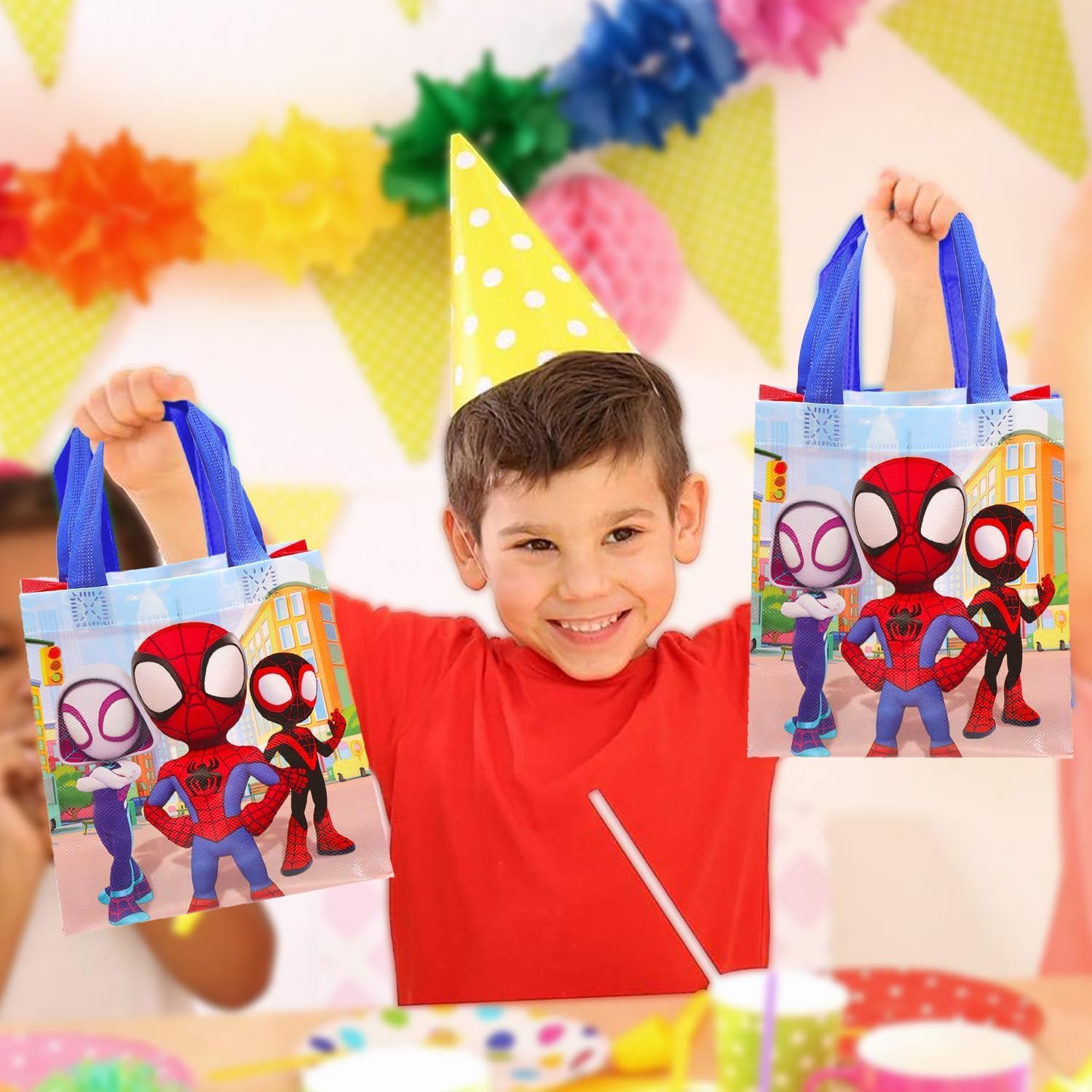 Spidey and Friends Party Favors Ultimate Bundle - 24 Guest Set with Party Bags, Mini Coloring Activity Books, Stickers, Temporary Tattoos | Spidey and His Amazing Friends Birthday Party Supplies Kids