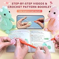 Vista 3 de Crochetta Kit de ganchillo para principiantes, kit de inicio de ganchillo con tutoriales en video paso a paso, kit de ganchillo para principiantes
