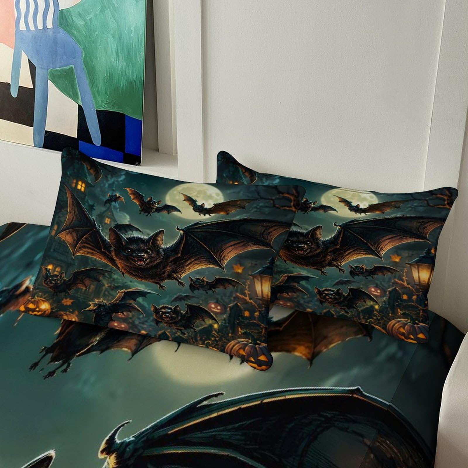 Chauve-Souris Nuit Drap Housse Motif 3D Durable Tissu Extensible