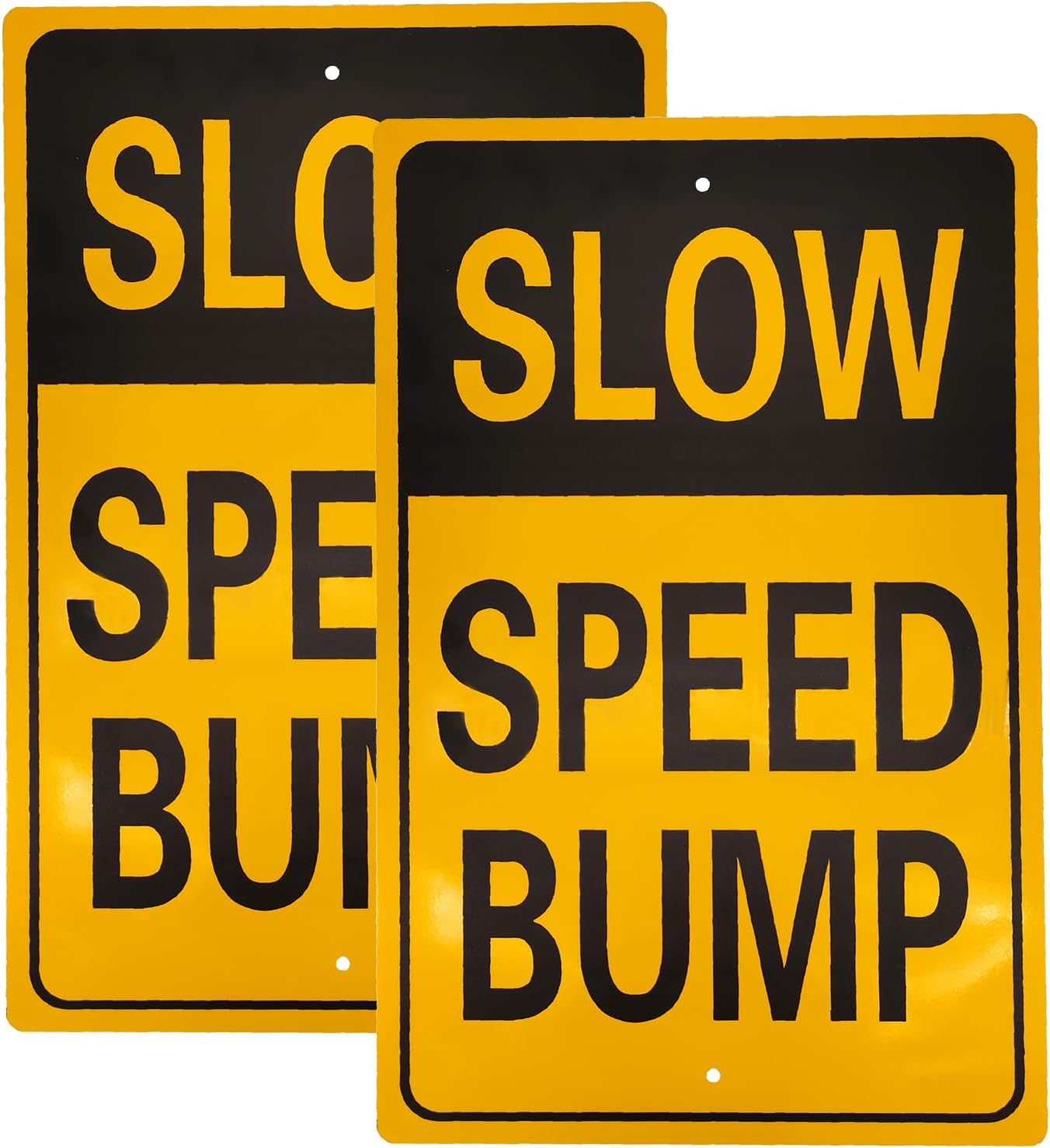18"x 12" Slow Down Speed Bump Signs Aluminum Fit For Road Neighborhood Driveway Traffic Control, 2 Pack