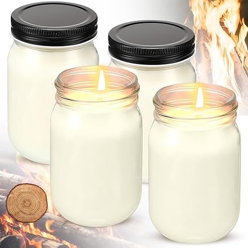 MTLEE Paquete de 4 velas de soja en tarro de 12 onzas con aceites esenciales, velas perfumadas de cera de soja para el hogar, Navidad, cumpleaños,