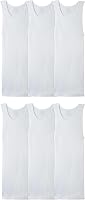 Fruit of the Loom Men's 6-Pack Sleeveless Tag-Free Moisture Wicking Tank A-Shirts - Soft Cotton Undershirts