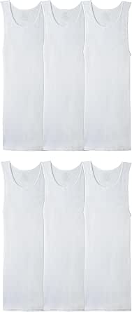 Fruit of the Loom Men's Classic White Sleeveless Tank Undershirts, 6-Pack