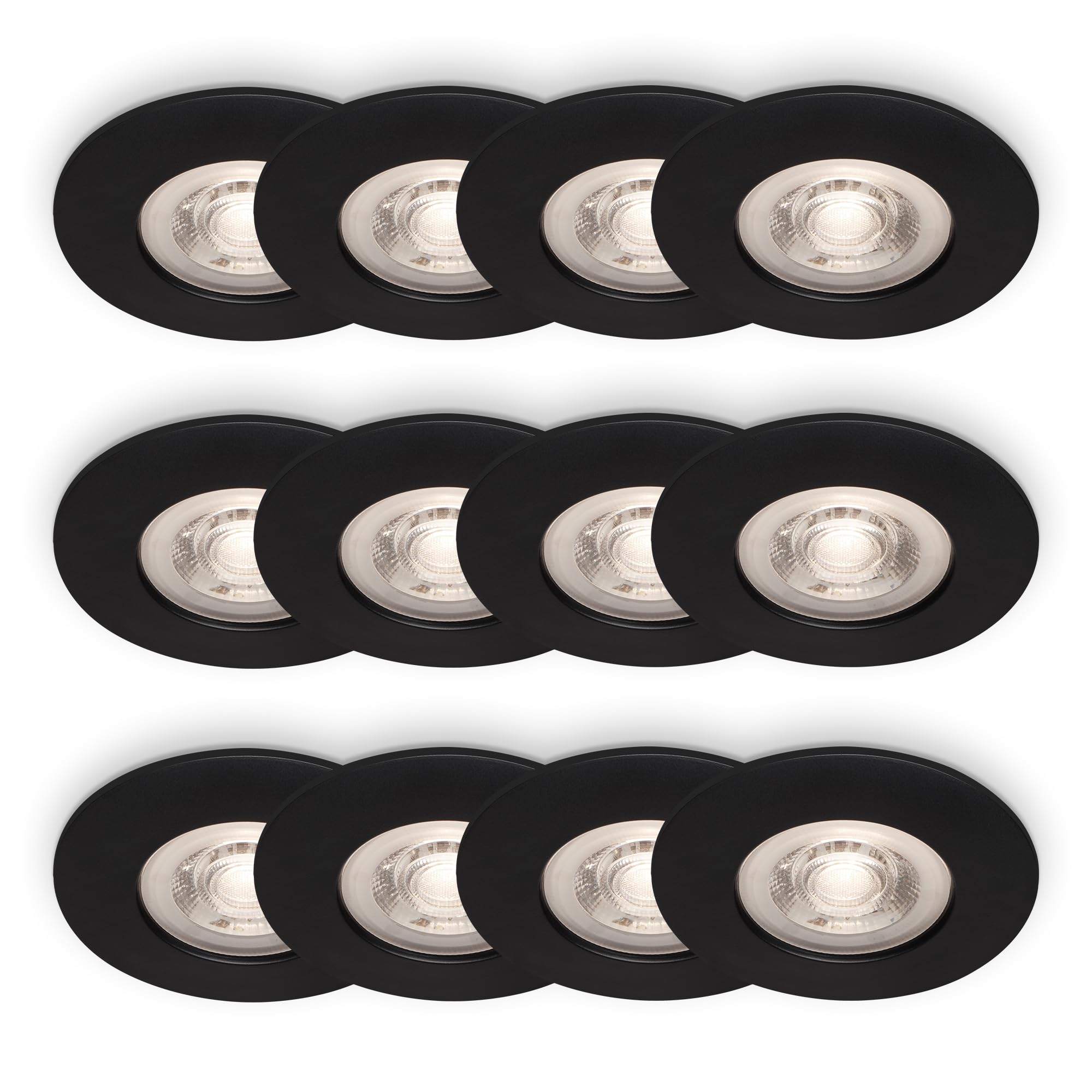 Briloner - Set da 3x 4 faretti LED da incasso piatti, luce bianca calda, faretti incasso, faretto led, per interno, diametro foro 68 mm, 9x2,5 cm, nero