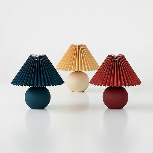 Miniatura 7 de Brightech Serena - Lámpara LED de mesa, pequeña lámpara de cerámica moderna de 10 pulgadas con pantalla plisada para mesita de noche, escritorio,