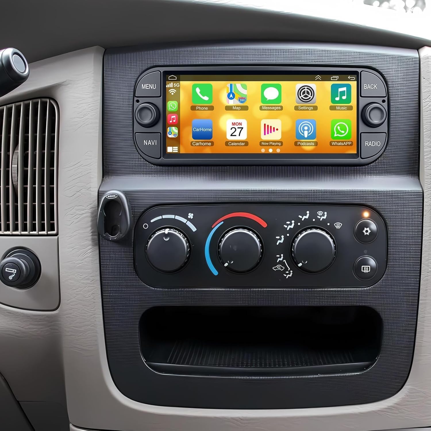 [4G+64G] Car Radio for Dodge RAM(2002-2006), Jeep Wrangler (2003-2006),Jeep Grand Cherokee (1999-2004), Chrysler 300(2002-2004), Support Wireless Carplay&Android Auto, 6.8 inch IPS Touchscreen