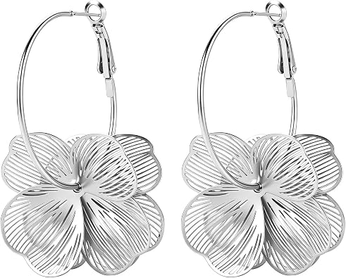 AoedeJ Dangle Flower Earrings for Women Gold Silver Floral Drop Earrings