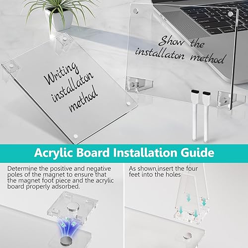 Miniatura 4 de 2 pizarras de acrílico transparente de borrado en seco para neveraescritorio, planificador mensual magnético de comidas de 16 x 12 pulgadas, pizarra