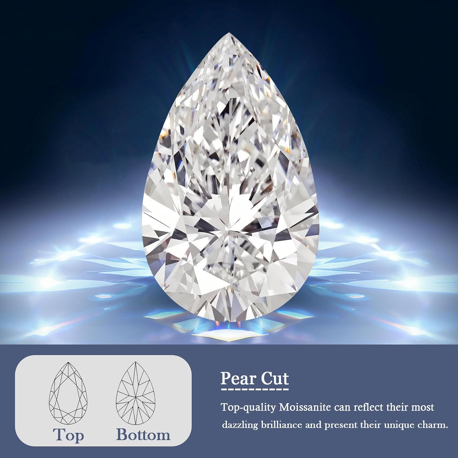 Moissanite Loose Stone 0.5-10 Carat D Color VVS1 Clarity Pear Cut Moissanite Gemstones with GRA Certificate for Diamond Jewelry Making
