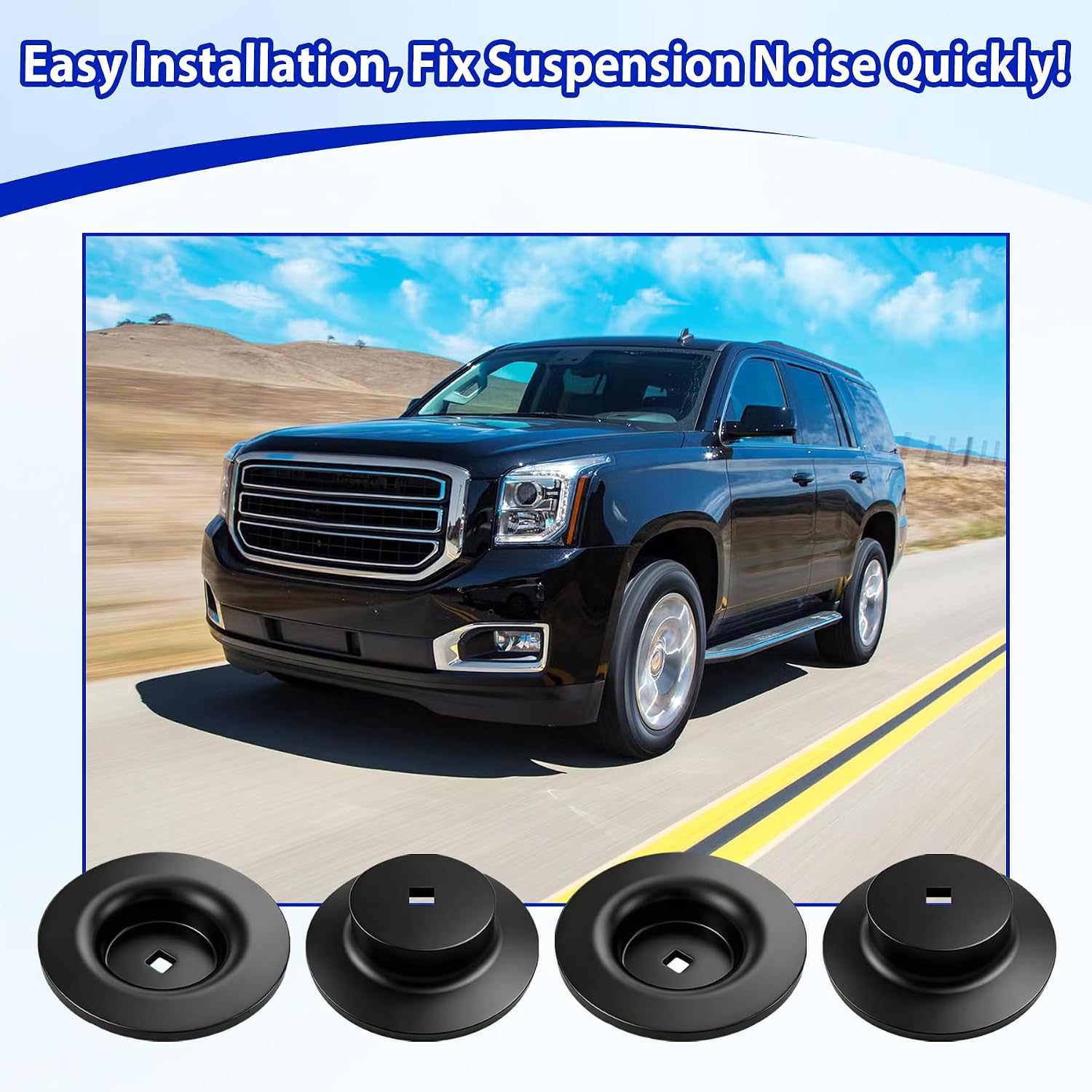 4Pcs Rubber Coil Spring Insulator Pad | Fit for Buick Rainier, GMC Sierra, Chevy Silverado, Trailblazer, Replace K160072 15765071