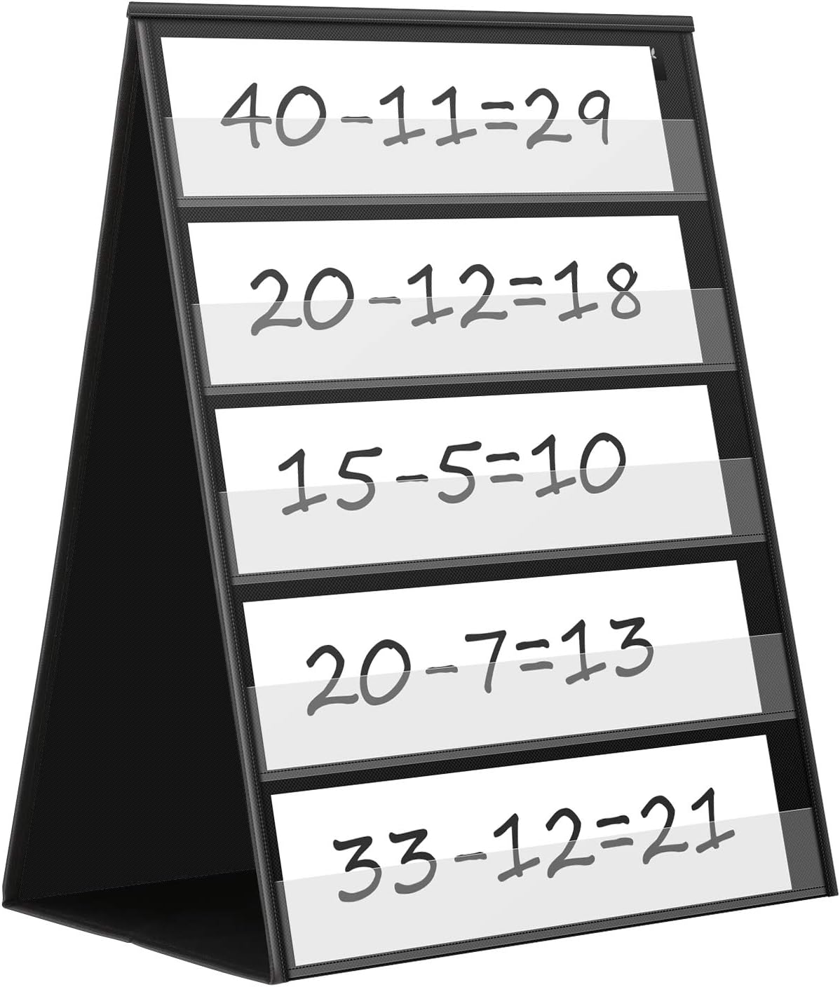Maigicfly Tabletop Pocket Chart, Double Sided & Self-Standing Desktop Pocket Chart with Bonus 20 Dry Erase Cards for Small Group Usage