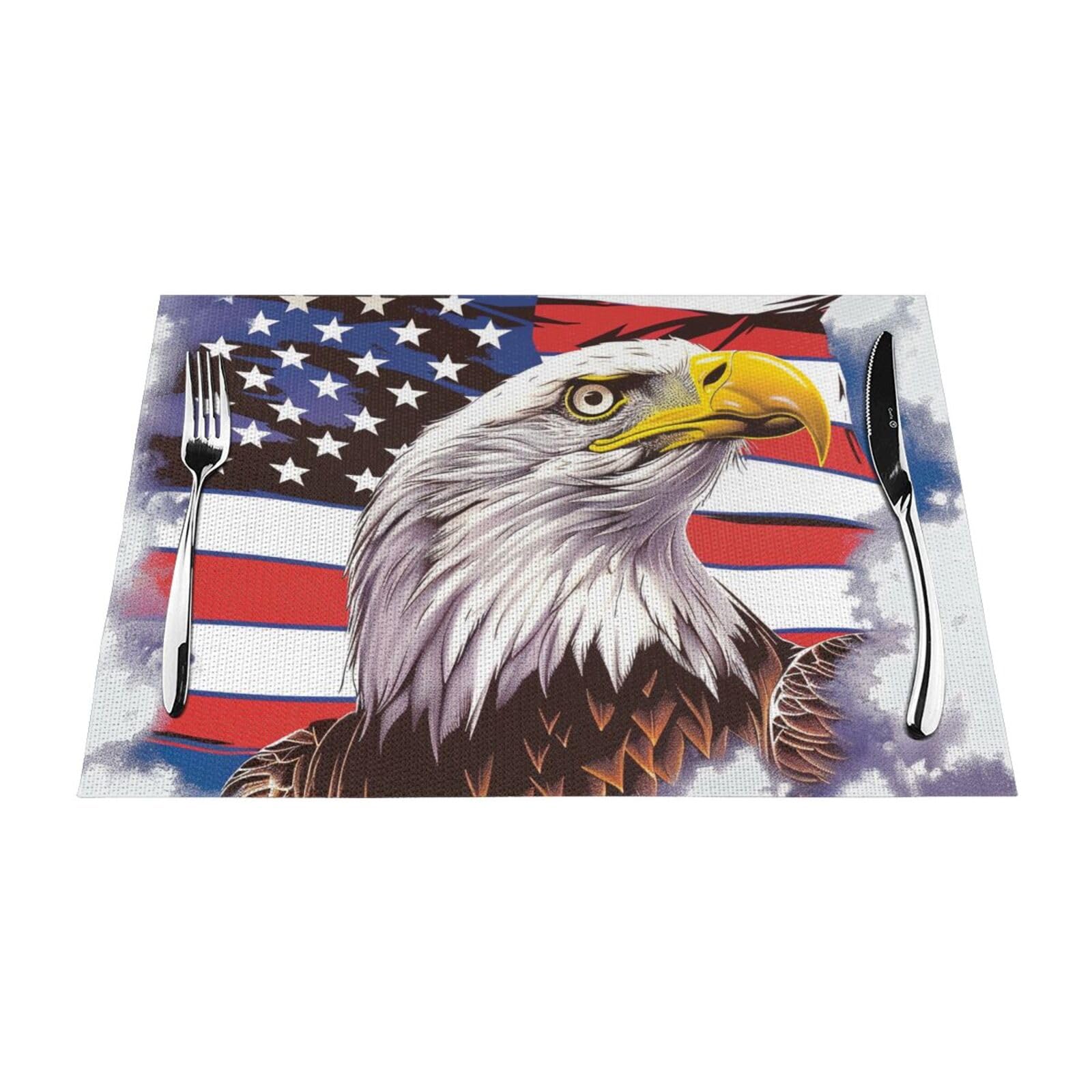 Sets de table PVC anti-tache aigle USA lavables 45,7x30,5 cm