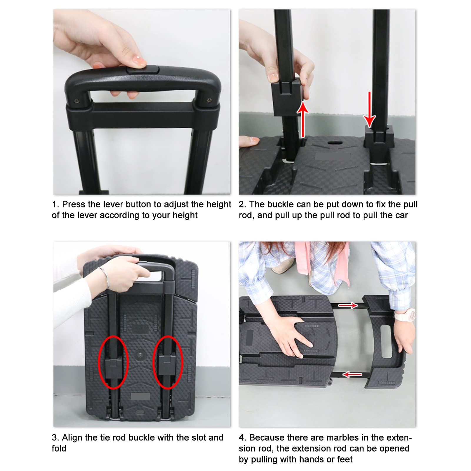 BestAlice Carrello a Mano Pieghevole, Carrello a Mano Pieghevole a 6 Ruote Carrello a Mano Pieghevole, Carrello a Mano Pesante da 440 Libbre Carrello a 6 Ruote da Viaggio Seggiolino per Auto Carrello