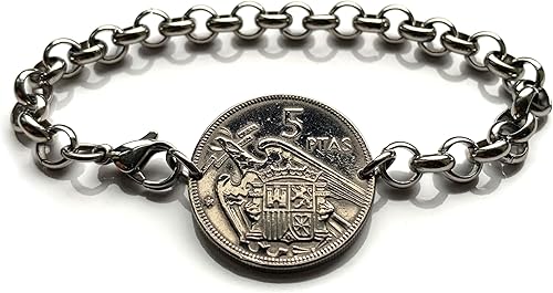 1957 España España Moneda 5 Pesetas Pulsera Hombre Águila de San Juan Escudo Español Madrid Barcelona Murcia Asturias Cataluña Las Palmas Vigo Gijón