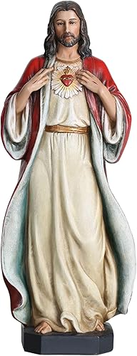 BC BUILDCLASSIC Figura del Sagrado Corazón de Jesús, estatuas de Jesús, regalos católicos, resina de 10 pulgadas H