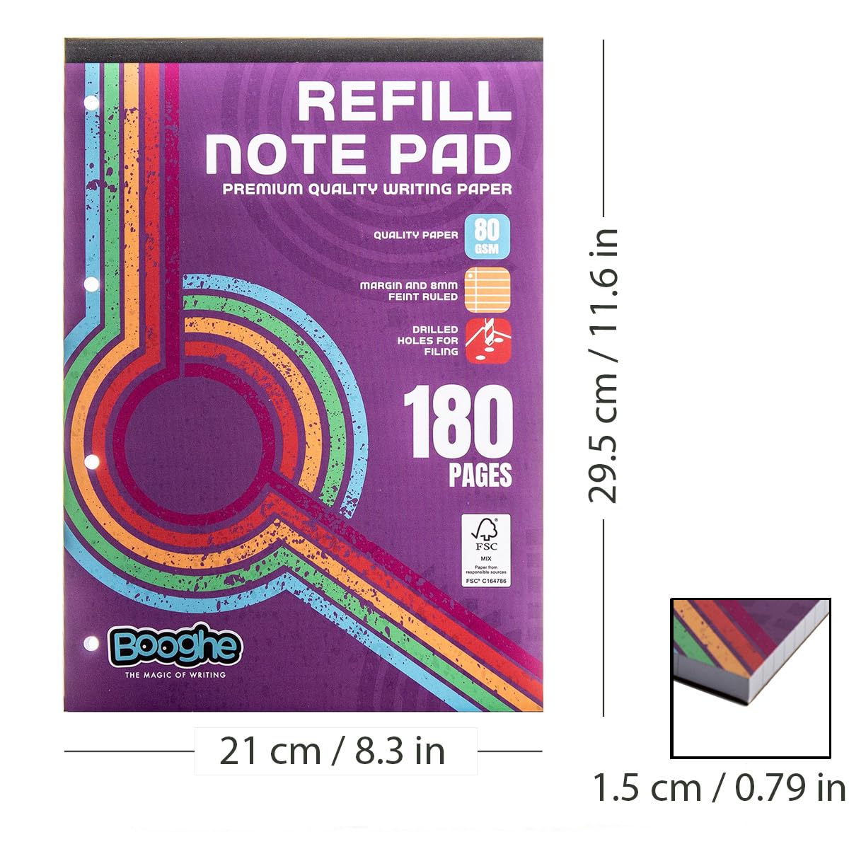 Recambio de papel para cartas (6 unidades, A4, líneas microperforadas, para una fácil extracción de páginas con 180 páginas, papel de carta de alta calidad, 80 g/m², rayado con márgenes,