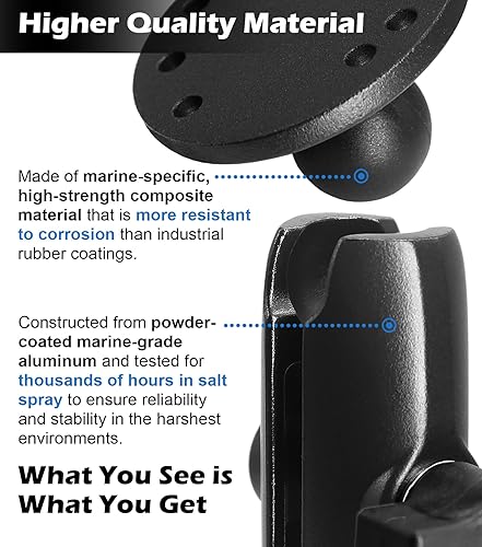 Miniatura 2 de Soporte de bola doble de aluminio de 1 pulgada con dos placas redondas AMPS, montaje de bola de tamaño B, brazo de doble enchufe con adaptadores de