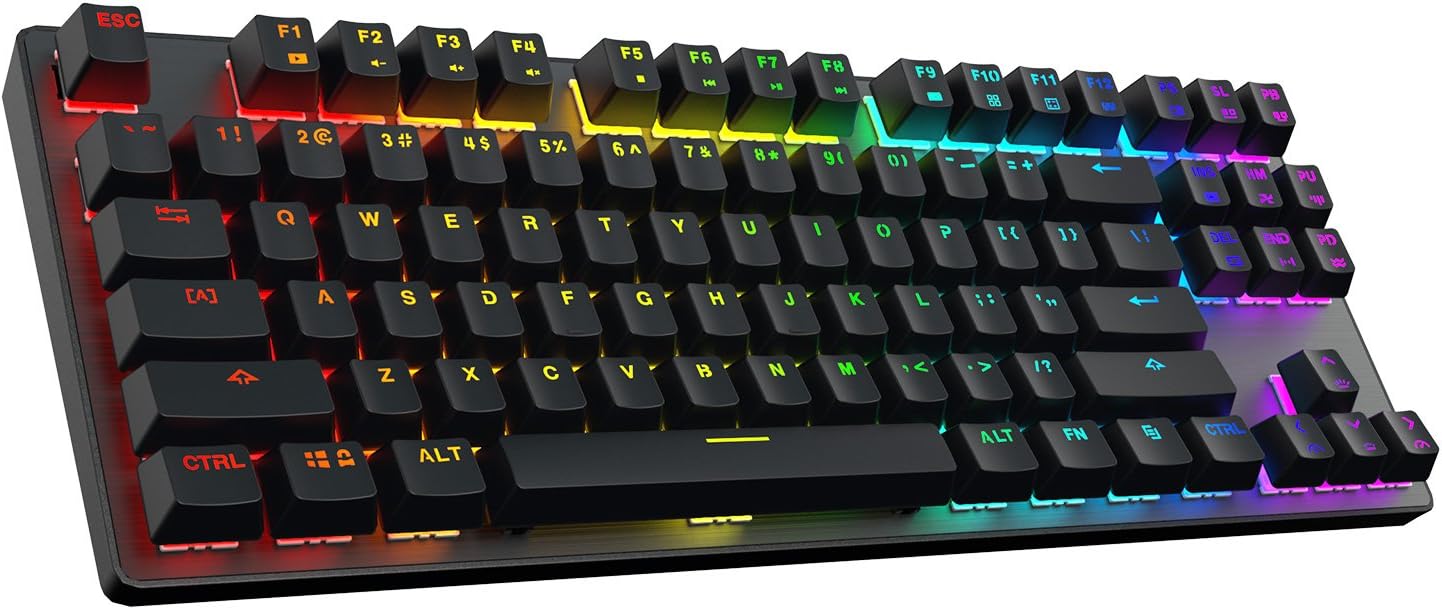 DREVO Tyrfing V2 Customizable RGB Compact 87 Keys Mechanical Gaming Keyboard USB Wired Tenkeyless Programming Macro Media Control Software Support Outemu Blue Switch Black