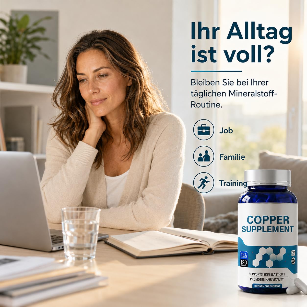 Kupfer Bisglycinat Kapseln, Copper Supplement, 120 Stück | Hochwertige Chelat-Formel für Alltag, Ernährung und bewusste Mineralstoffversorgung