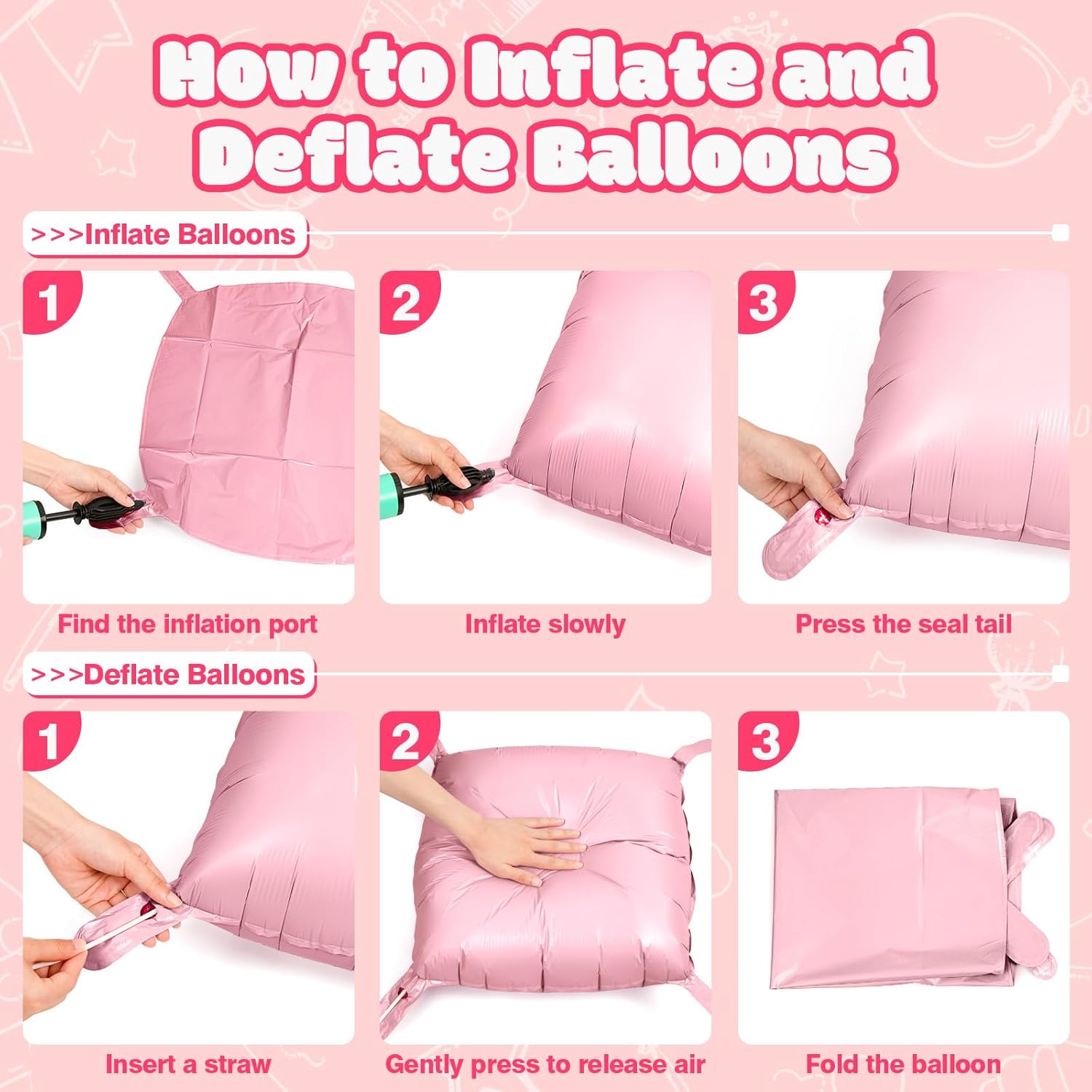 NISOCY 25PCS Pink Square Foil Balloons Wall Backdrop Double Sided Pastel Pink Balloons Arch Kit for Birthday Baby Bridal Shower Gender Reveal Easter Wedding Anniversary Party Decorations