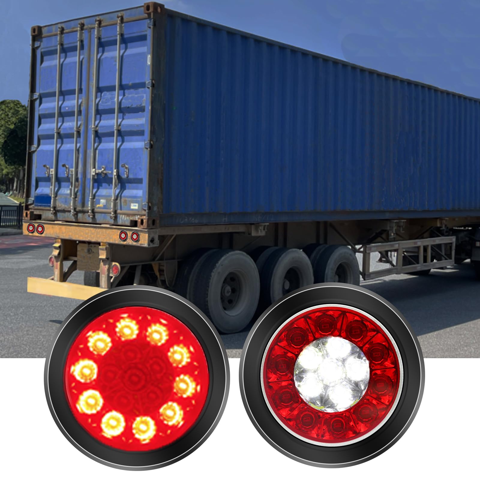 Paire De 4.3 Pouces Rondes 19 LED Arrêt De Frein De Remorque De Camion