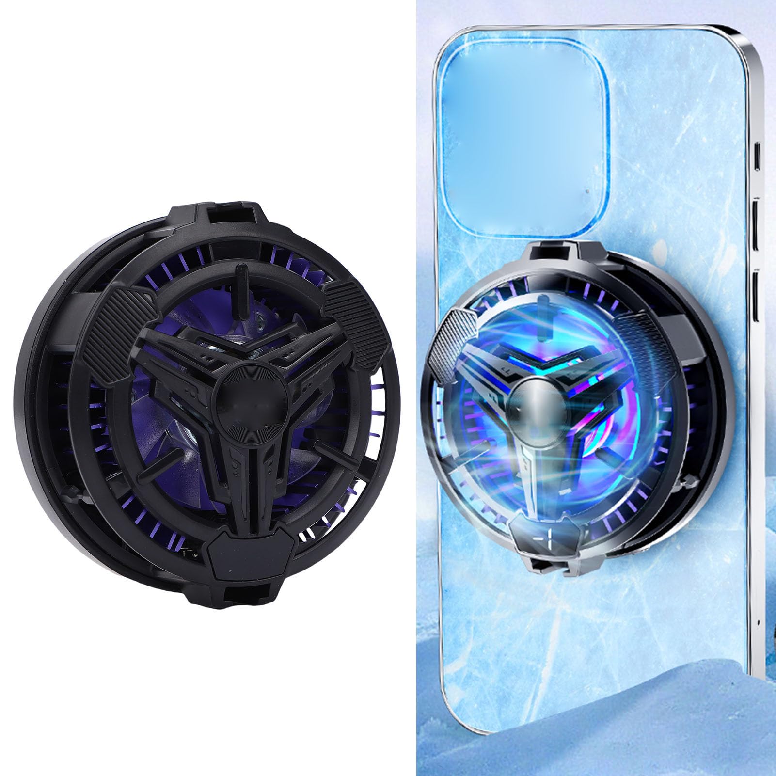 Asixxsix Cooler magnético para celular, ventilador portátil para celular com luz RGB e