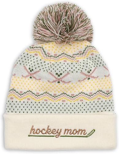 ChalkTalkSPORTS Hockey Mom Knitted Beanie Hat Hockey Mom Pom Beanies