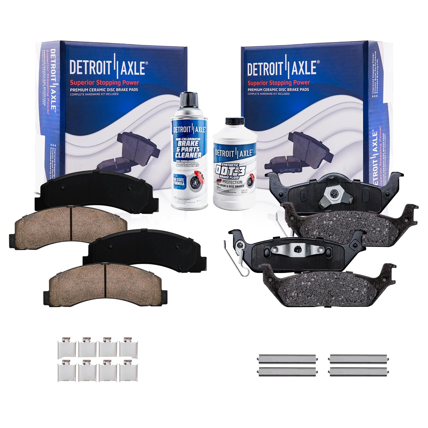 Detroit Axle Front and Rear Ceramic Brake Pads