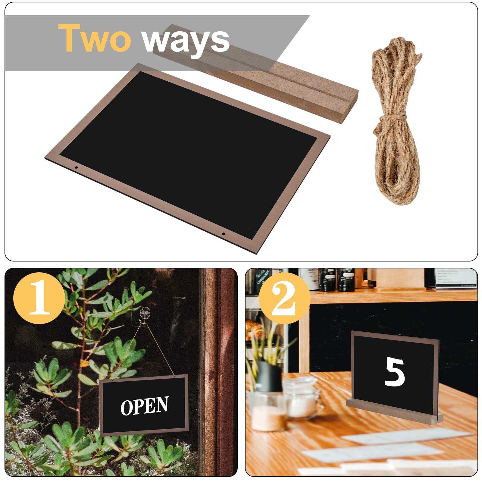 Lavagnette Segnaposto 2 In 1 Con Base Legno - 6 Pezzi 23x17cm Per Ristoranti, Feste E Negozi - Foto 5