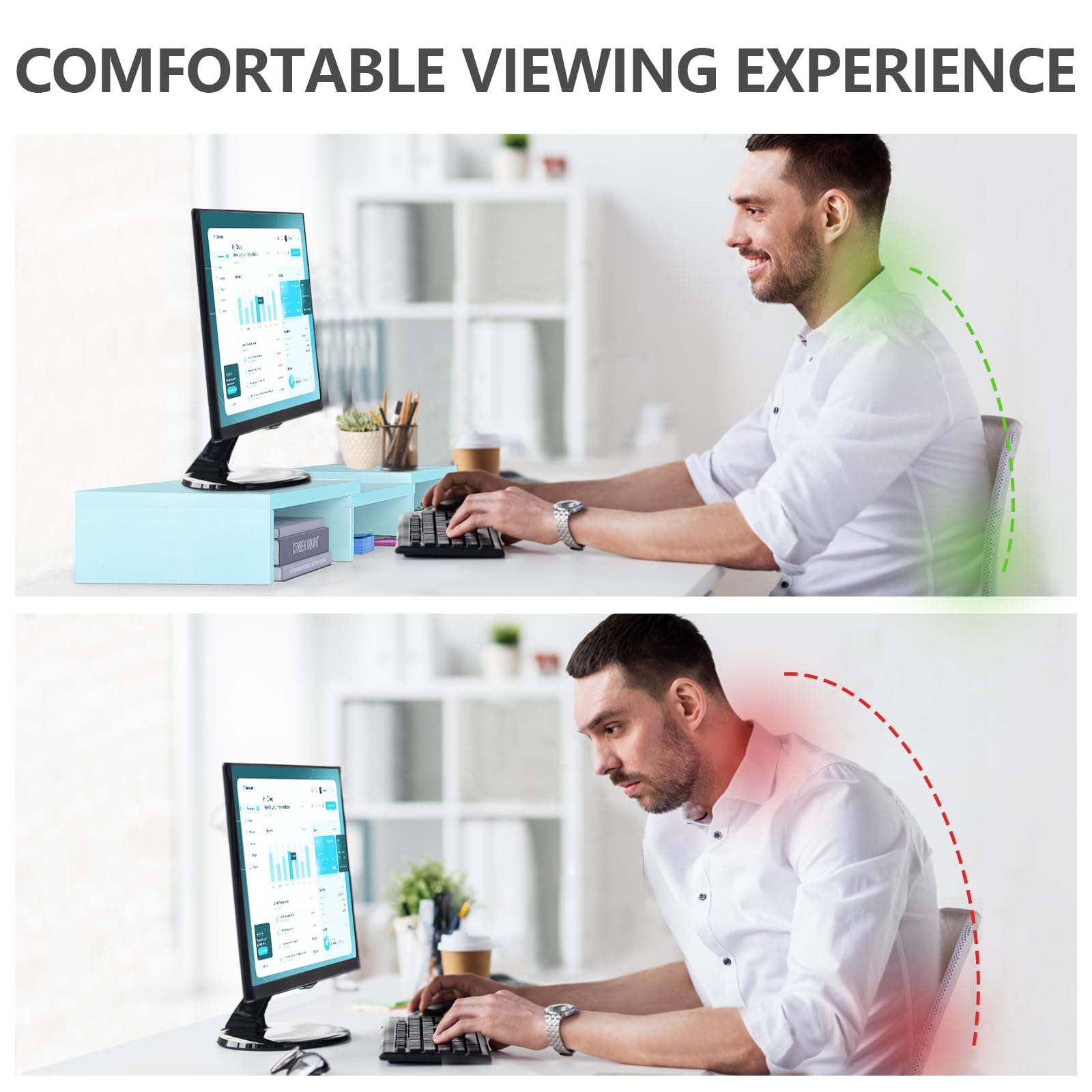 TAVR - Soporte elevador de monitor doble, soporte de madera para monitor de
