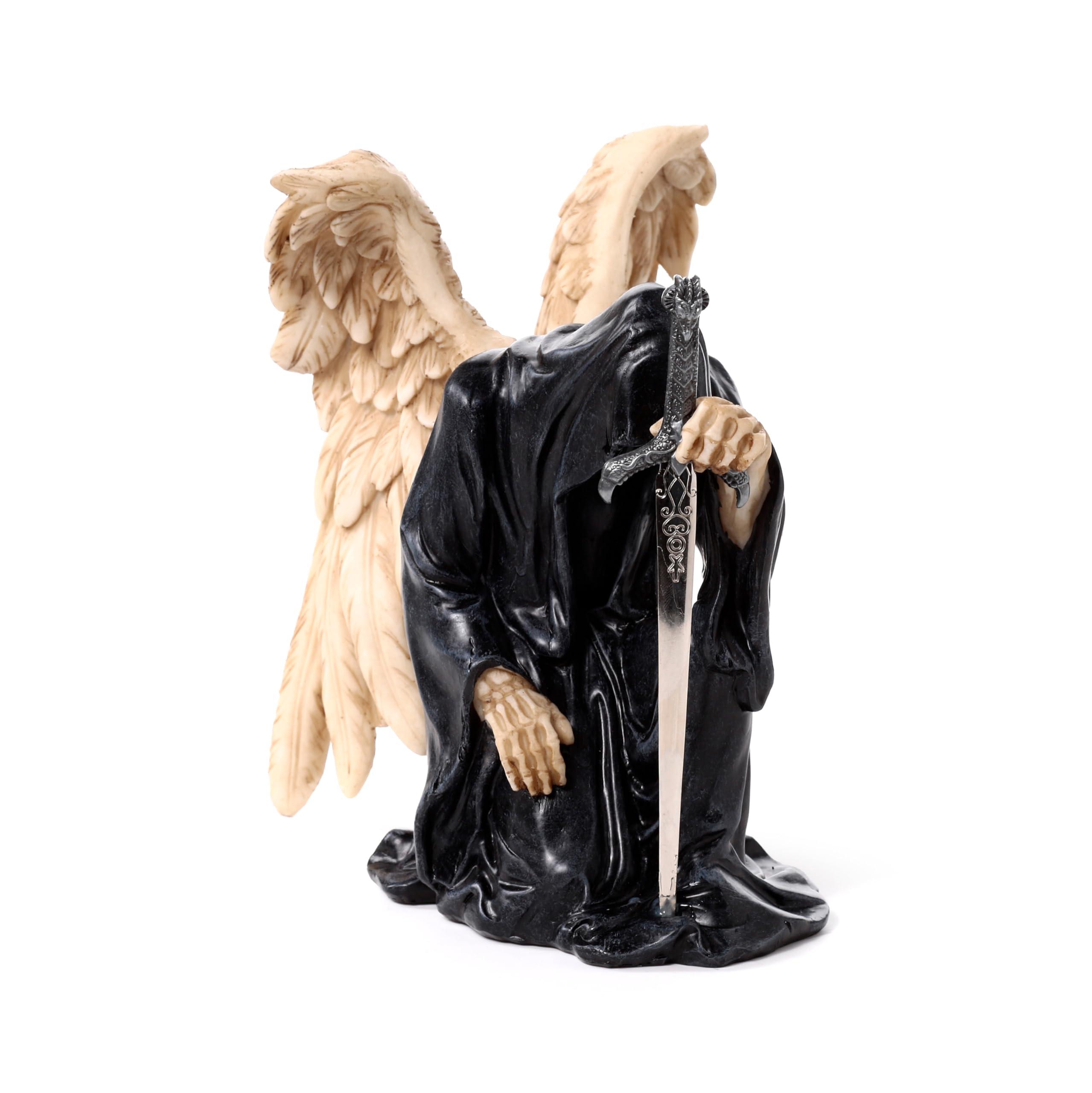 Puckator Angel of Death Kneeling with Sword - Cute Room Decor - Aesthetic Feng Shui Meditation Accessories - Garden Ornaments - Shelf Desk Decorations - Mindfulness Home Gifts - Statues