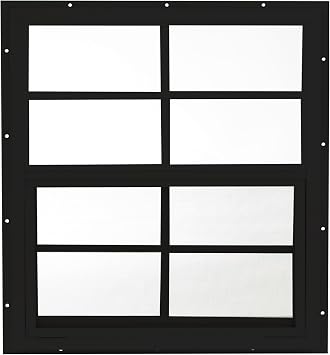 24x27 Shed Window, J-Lap Sliding Window with Tempered Glass & Screen, Black, 1-Pack