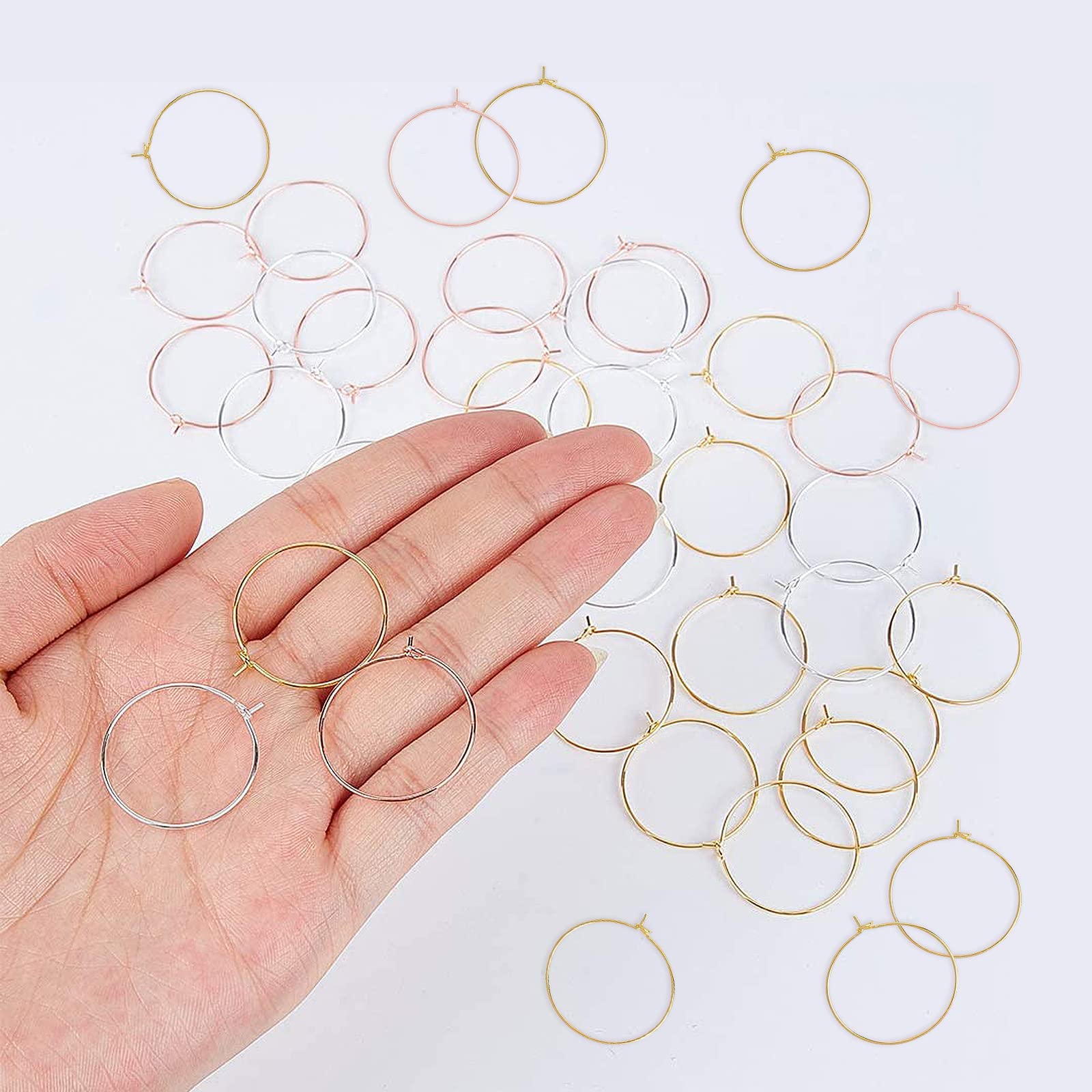 Sunnyclue 150 Pièces 3 Couleurs 30mm Rond Perles Cerceaux Anneau Laiton Verre A Vin Breloques Accessoires De Boucle D Oreille Pour Les Faveurs De Fete Mariage Festivals Decoration Bricolage Boucle D O