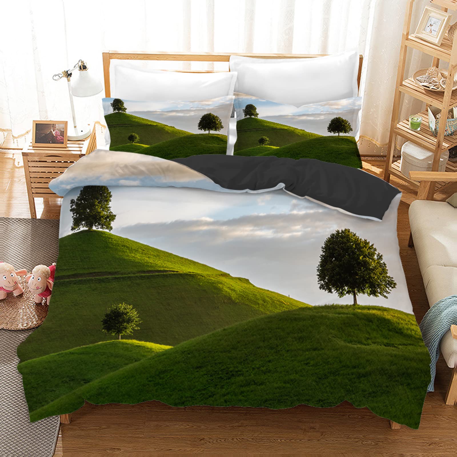 Housse de couette 90x190 pelouse verte pour une chambre d'enfant dynamique