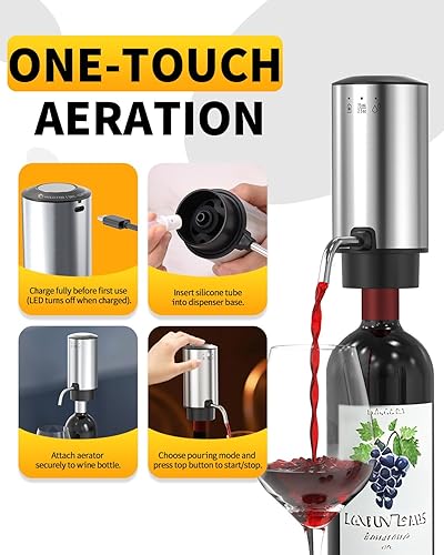 Miniatura 7 de CIRCLE JOY Juego de abridor de vino eléctrico recargable 8 en 1 de acero inoxidable automático abridor de botellas de vino con vertedor eléctrico