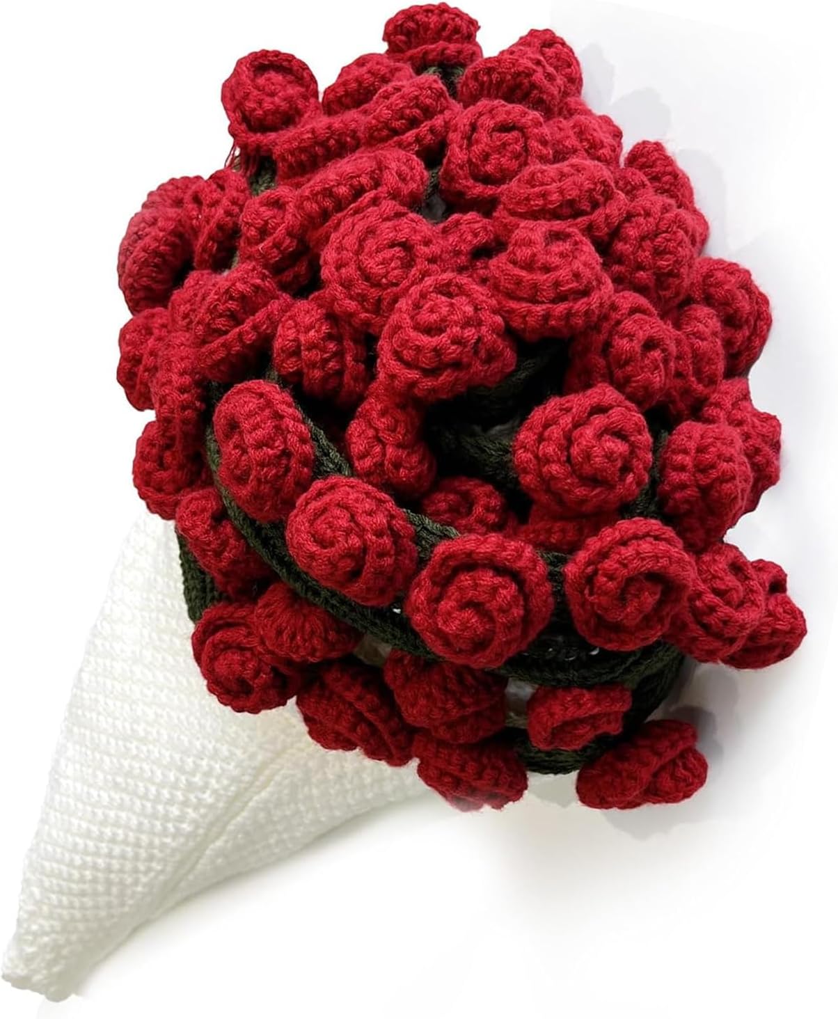 Crochet Flower Bouguet Blanket, Finished Blanket that Turns into a Bouquet, Decor for Wedding, Home, Rose Blankets for Bed Sofa Table, Gift for Family, friends, Lovers (Finished red roses)