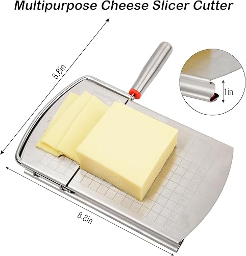 Miniatura 2 de Cortador de queso de acero inoxidable, cortador de queso multiusos con cuchillas para bloque de mantequilla de queso, verduras, salchichas, hierbas