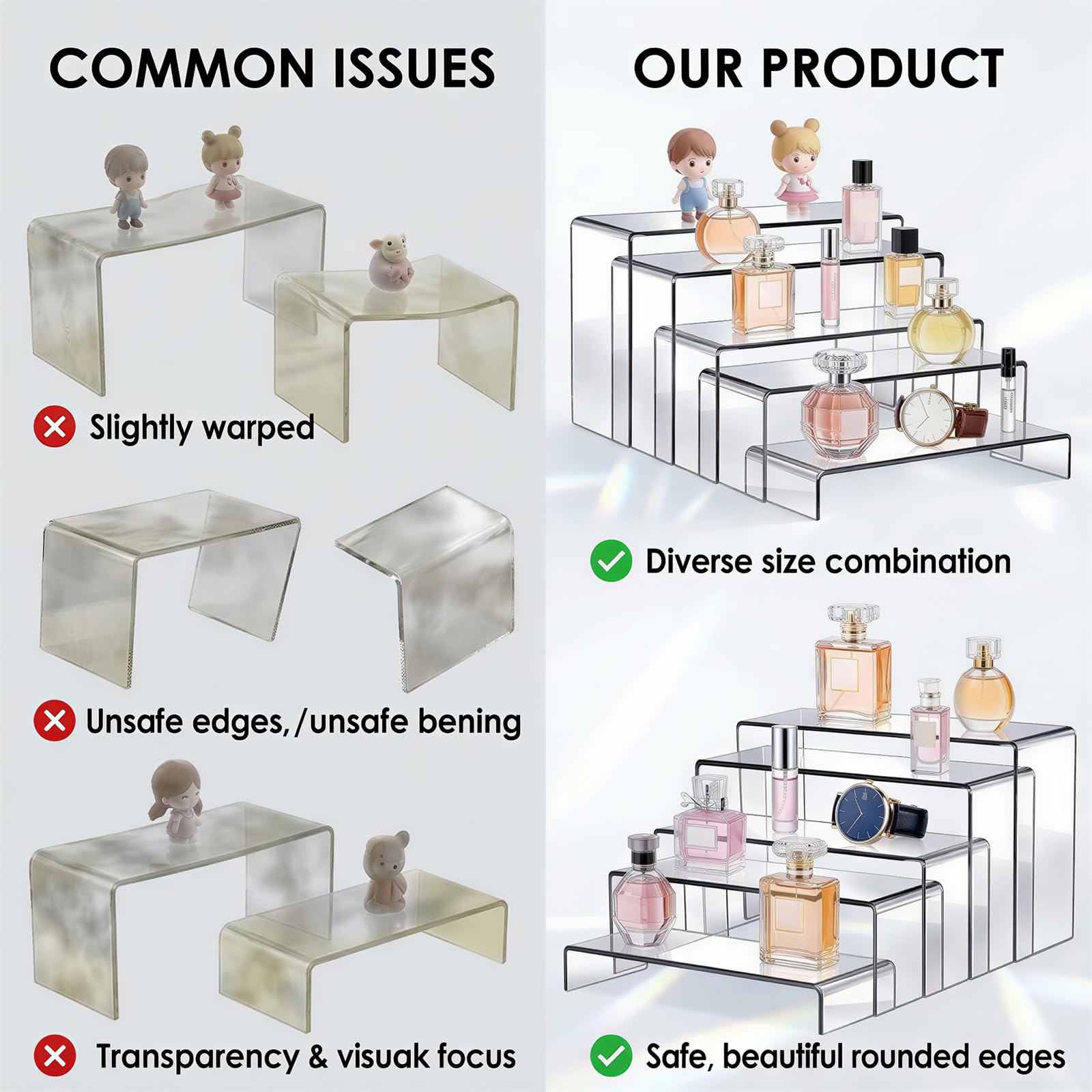Amazon.com: Fixwal 10pcs 2 Set Clear Acrylic Display Risers Large