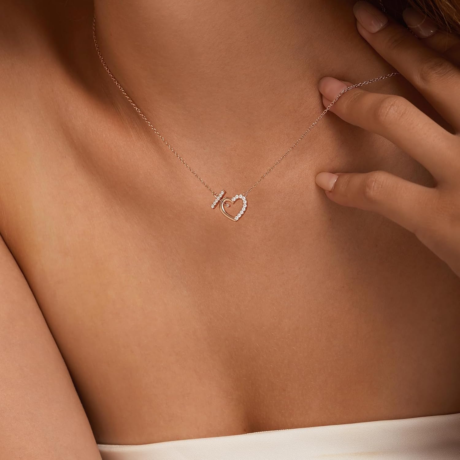 Heart Necklaces for Women,S925 Sterling Silver Necklace,Rose Gold Plated,Wedding Anniversary, Birthday Gifts for Wife, Her,Girlfriend,Mom,Mother,Charm Necklace,Jewelry - Image 3