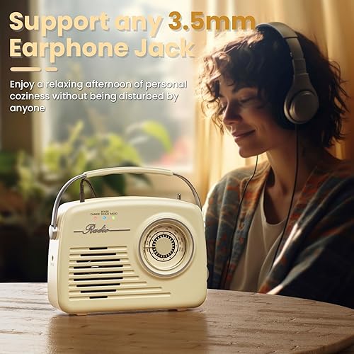 Miniatura 3 de Radios portátil AM FM, altavoz Bluetooth, radio portátil, compatible con tarjeta USBSDconector de auriculares para el hogar, al aire libre, pequeños