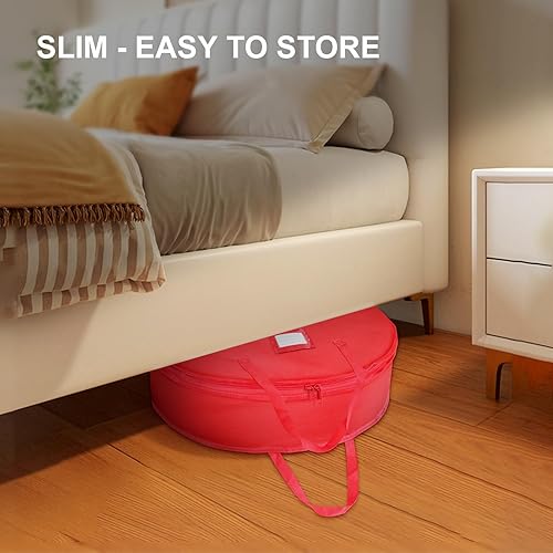 Miniatura 5 de bruwaa Paquete de 2 bolsas de almacenamiento de corona de Navidad de 30 pulgadas, ranura para tarjetas, asas duraderas y contenedores de