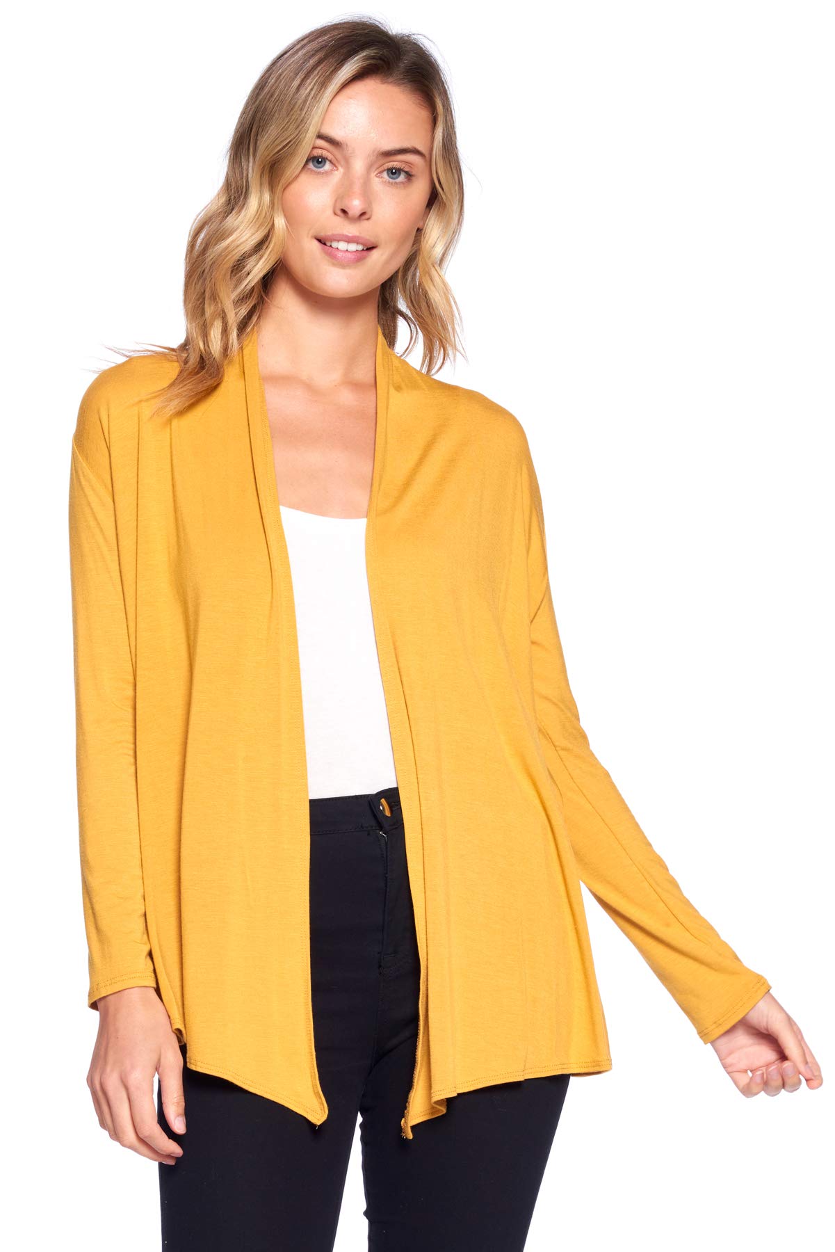 12 AMI Basic Long Sleeve Open Front Cardigan (S-XXXL)