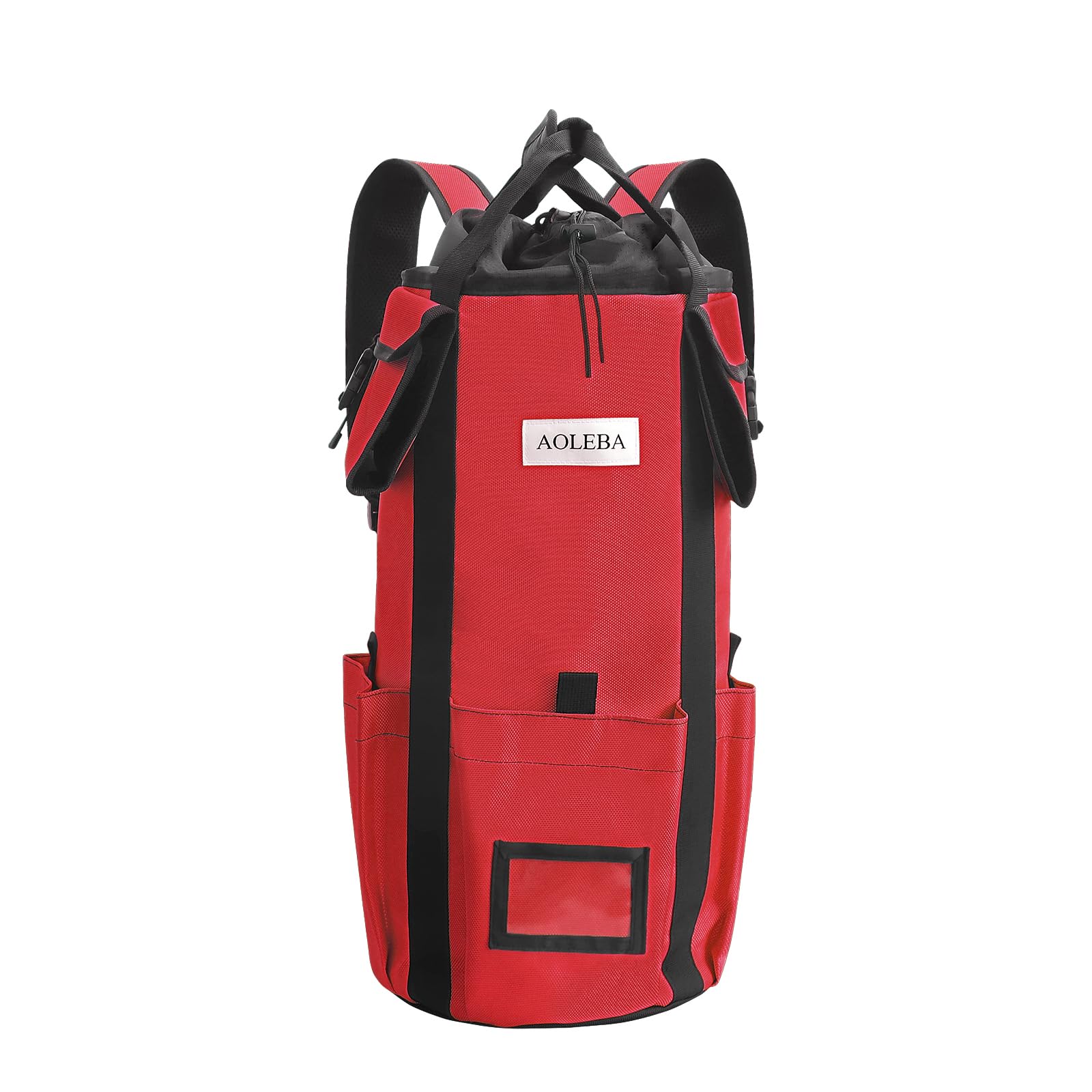 AOLEBA Arborist Storage Bag - Tree Climbing Rock Rope Bucket Backpack, Large Capacity 1680D Thicken Nylon With Hand Straps, Side Pockets - Red
