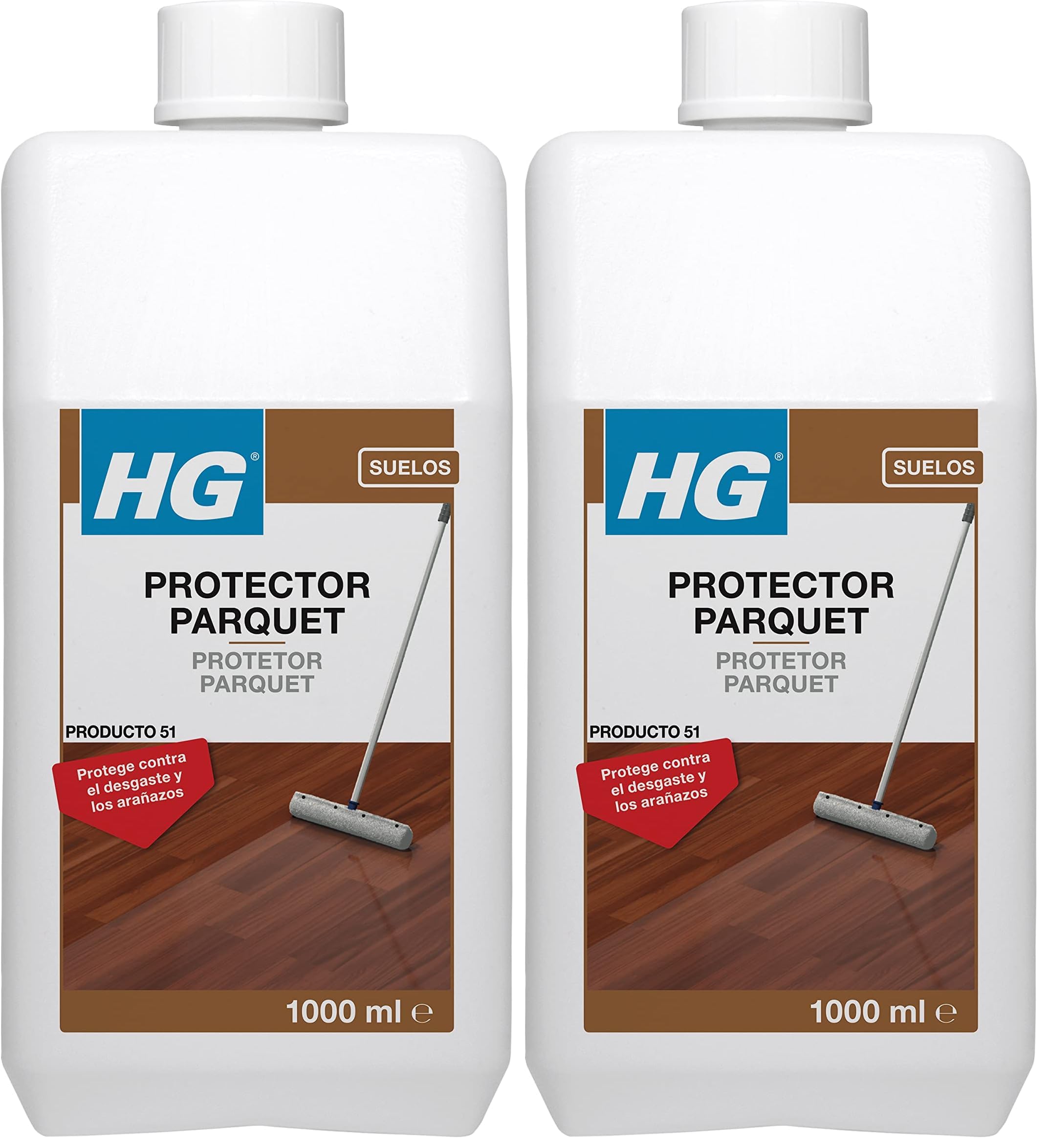 HG Abrillantador Protector para Suelos de Madera, Pule y Protege Suelos de Parquet Natural - 1 litro (200100130) (Paquete de 2)