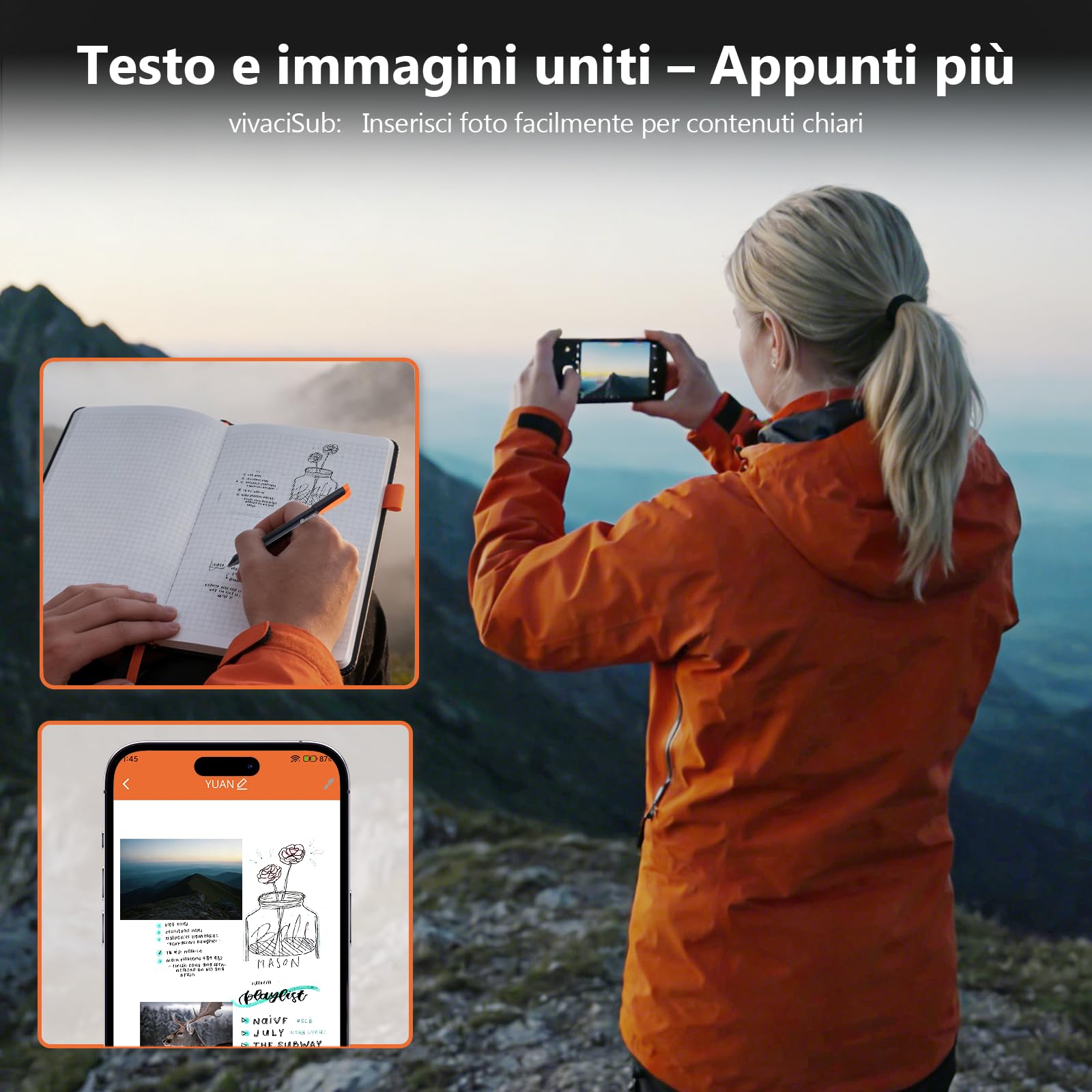 Yuan Smart Writing Set, Smart Notebook con Smart Pen,Sincronizzazione intelligente in tempo reale, nonché archiviazione e condivisione digitale – incluso taccuino mini, ricariche e cavo di ricarica